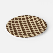 Große Retrodots - schokoladenbraun und braun Pappteller (Schrägansicht)