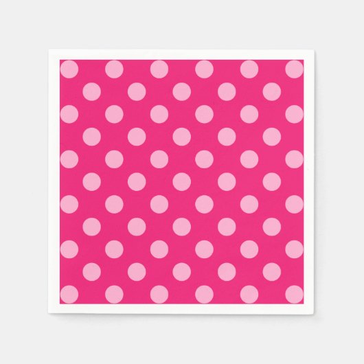 Große Retropunkte, Fuchsia und Pastellrosa Serviette (Vorderseite)