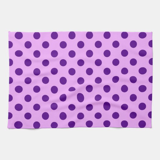Große Retropunkte - lila und orchid Geschirrtuch (Horizontal)