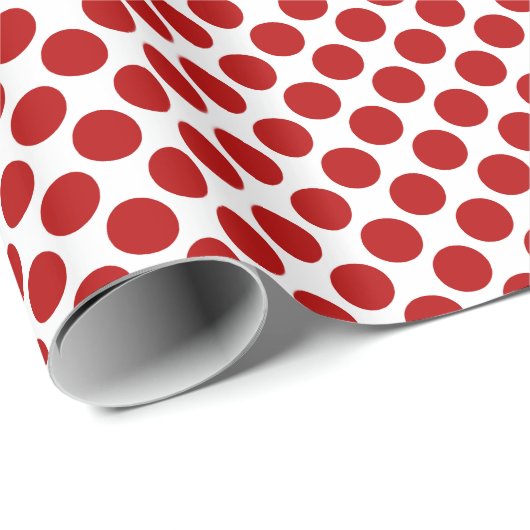 Große Retropunkte - rot und weiß Geschenkpapier (Rolleneckpunkt)