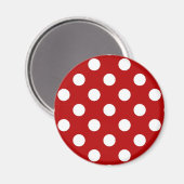 Große Retropunkte - rot und weiß Magnet (Vorderseite/Rückseite)