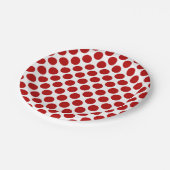 Große Retropunkte - rot und weiß Pappteller (Schrägansicht)