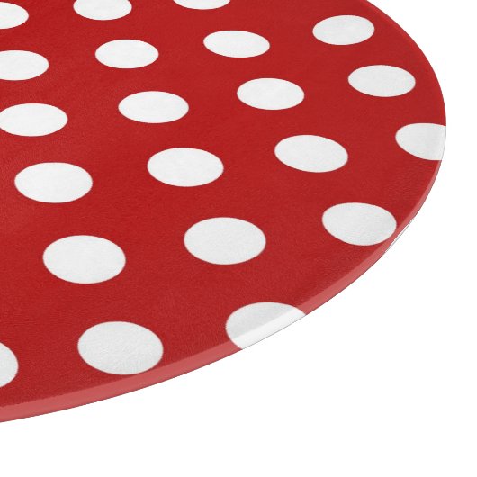 Große Retropunkte - rot und weiß Schneidebrett (Ecke)