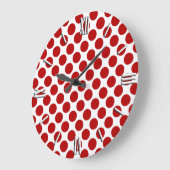 Große Retropunkte - rot und weiß Wanduhr (Winkel)