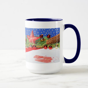 Große Ringertasse blau frohe Weihnachtsfeiertage Tasse