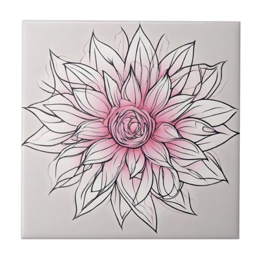 Große rosa Abstrakte Blume Fliese (Vorderseite)