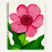 Große rosa Anemone mit grünem Blätter Journal Notizblock (Vorderseite)