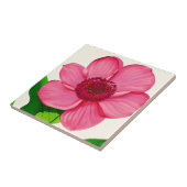 Große rosa Anemone mit smaragdgrünen Blätter Fliese (Seite)