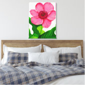Große rosa Anemone mit smaragdgrünen Blätter Leinwanddruck (Insitu (Schlafzimmer))