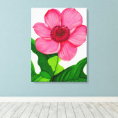 Große rosa Anemone mit smaragdgrünen Blätter Leinwanddruck (Insitu (Holzboden))
