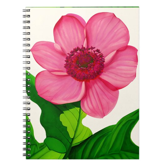 Große rosa Anemone mit smaragdgrünen Blätter Notizblock (Vorderseite)