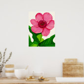 Große rosa Anemone mit smaragdgrünen Blätter Poster (Küche)
