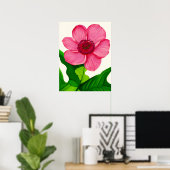Große rosa Anemone mit smaragdgrünen Blätter Poster (Heimbüro)