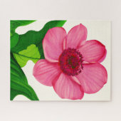 Große rosa Anemone mit smaragdgrünen Blätter Puzzle (Horizontal)