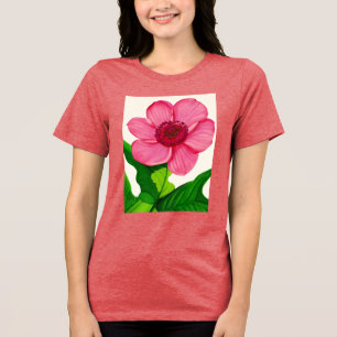 Große rosa Anemone mit smaragdgrünen Blätter Tri-Blend Shirt