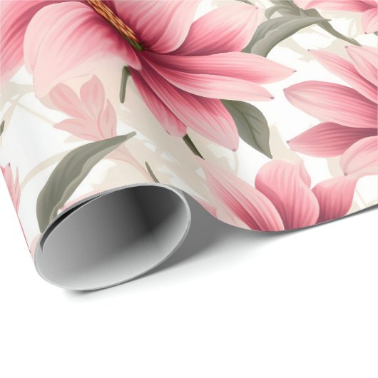 Große rosa Blume Brautparty Blumengiftpackung Geschenkpapier (Rolleneckpunkt)