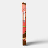 Große rosa Blume mit tiefrotem Hintergrund Case-Mate iPhone Hülle (Rückseite / Links)