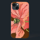 Große rosa Blume mit tiefrotem Hintergrund iPhone 13 Hülle<br><div class="desc">Eine große rosa Blume Erholungen auf tiefrotem Hintergrund in diesem Gemälde von Nancy Slocum. Die Blume ist lebendig und in voller Blüte. Ein atemberaubendes Geschenk für eine besondere Person in Ihrem Leben!</div>