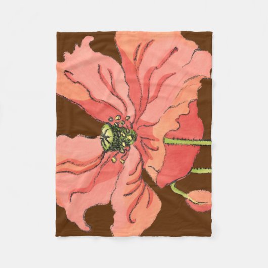 Große rosa Blume mit tiefrotem Hintergrund Fleecedecke (Vorderseite)