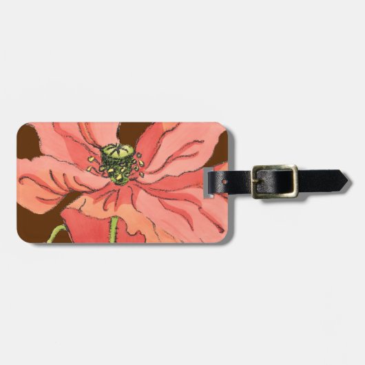 Große rosa Blume mit tiefrotem Hintergrund Gepäckanhänger (Vorderseite horizontal)