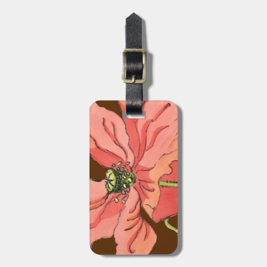 Große rosa Blume mit tiefrotem Hintergrund Gepäckanhänger (Vorderseite vertikal)