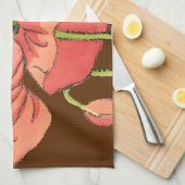 Große rosa Blume mit tiefrotem Hintergrund Geschirrtuch (Viertel Falte)