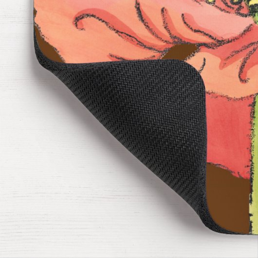 Große rosa Blume mit tiefrotem Hintergrund Mousepad (Ecke)