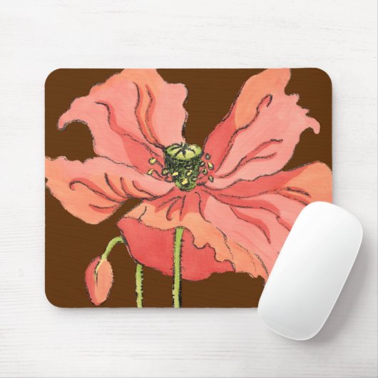 Große rosa Blume mit tiefrotem Hintergrund Mousepad (Mit Mouse)