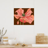 Große rosa Blume mit tiefrotem Hintergrund Poster (Küche)