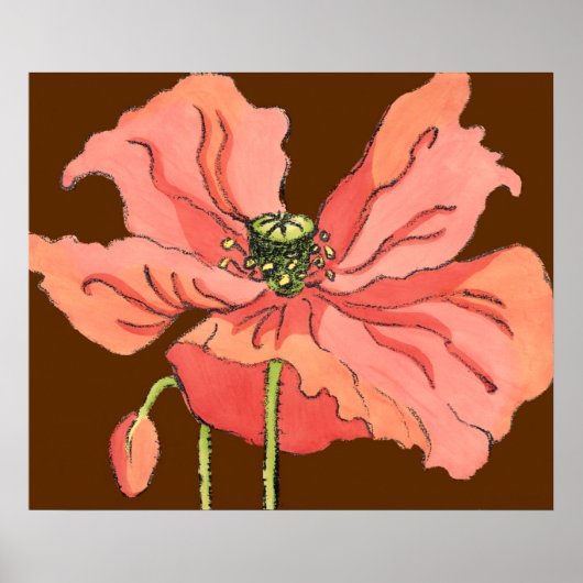 Große rosa Blume mit tiefrotem Hintergrund Poster (Vorne)