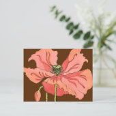 Große rosa Blume mit tiefrotem Hintergrund Postkarte (Stehend Vorderseite)