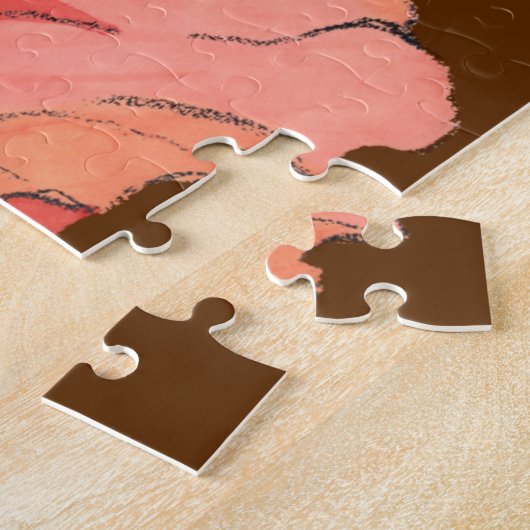 Große rosa Blume mit tiefrotem Hintergrund Puzzle (Seite)