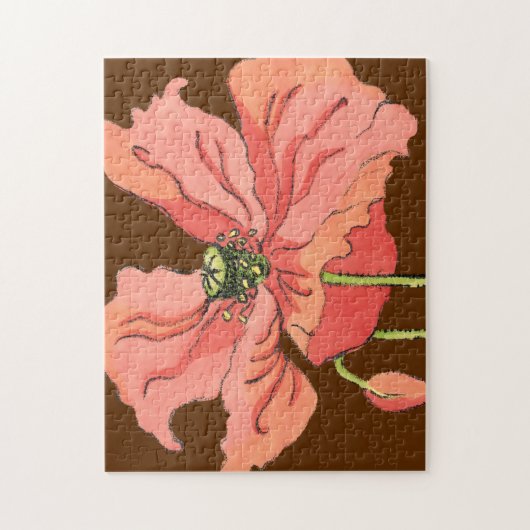 Große rosa Blume mit tiefrotem Hintergrund Puzzle (Vertikal)