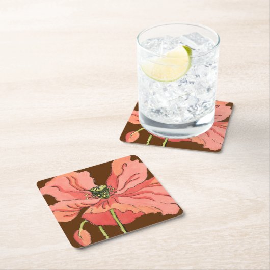 Große rosa Blume mit tiefrotem Hintergrund Rechteckiger Pappuntersetzer (Vor Ort)