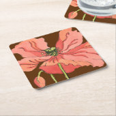 Große rosa Blume mit tiefrotem Hintergrund Rechteckiger Pappuntersetzer (angewinkelt)