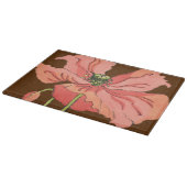 Große rosa Blume mit tiefrotem Hintergrund Schneidebrett (Ecke)