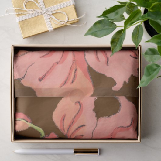 Große rosa Blume mit tiefrotem Hintergrund Seidenpapier (Geschenk)