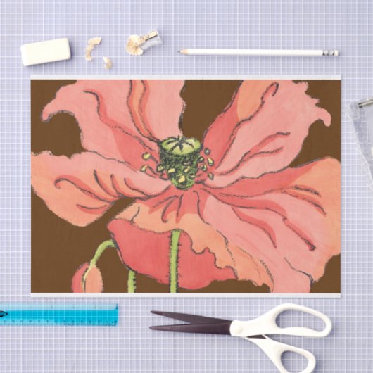 Große rosa Blume mit tiefrotem Hintergrund Seidenpapier (Handwerk)