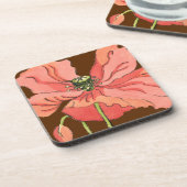 Große rosa Blume mit tiefrotem Hintergrund Untersetzer (Linke Seite)