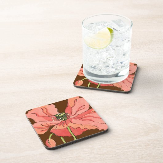 Große rosa Blume mit tiefrotem Hintergrund Untersetzer (Rechte Seite)