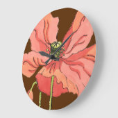 Große rosa Blume mit tiefrotem Hintergrund Wanduhr (Winkel)