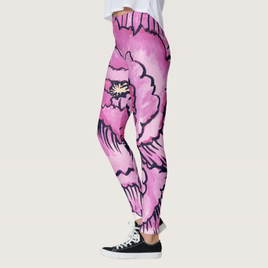 Große rosa Blume Sammlung Leggings  (Links)