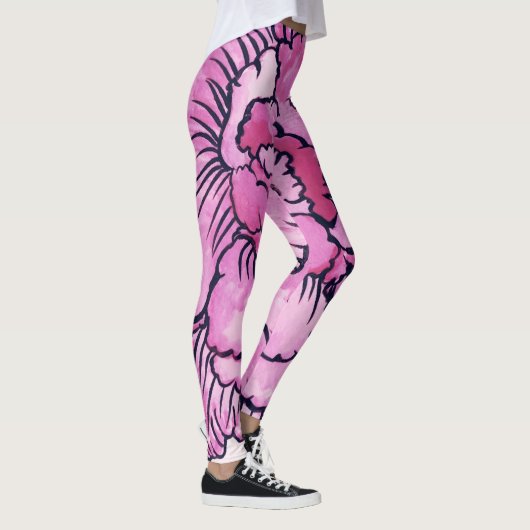 Große rosa Blume Sammlung Leggings (Rechts)