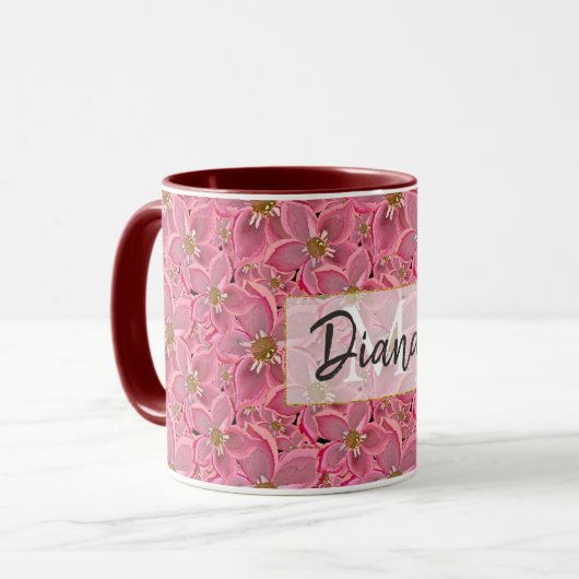 Große rosa Blume. Zwei-Tone-Tasse Tasse (Vorderseite Links)