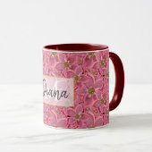 Große rosa Blume. Zwei-Tone-Tasse Tasse (VorderseiteRechts)