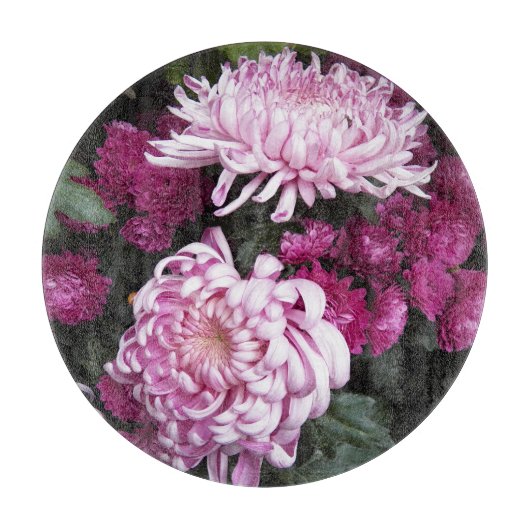 Große rosa Chrysanthemen Schneidebrett (Vorderseite)