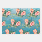Große rosa Flamingos im tropischen Palmenparadies  Geschenkpapier Set (Vorderseite)
