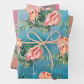 Große rosa Flamingos im tropischen Palmenparadies  Geschenkpapier Set (Beispiel)