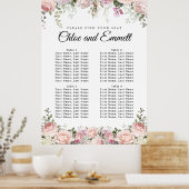 Große rosa, florale 4-Tisch-Hochzeitstabelle Poster (Küche)