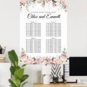 Große rosa, florale 4-Tisch-Hochzeitstabelle Poster (Heimbüro)